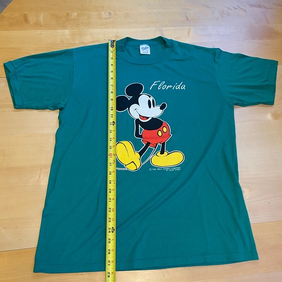 VTG 80's Mickey Mouse Florida Velva Sheen Teal L - Picture 3 of 5